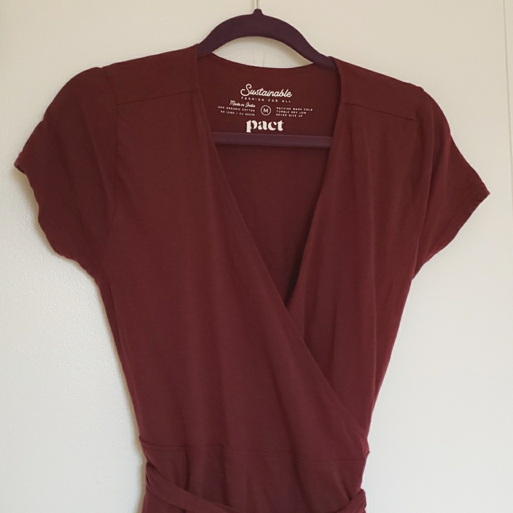 Pact Burgundy Wrap Dress